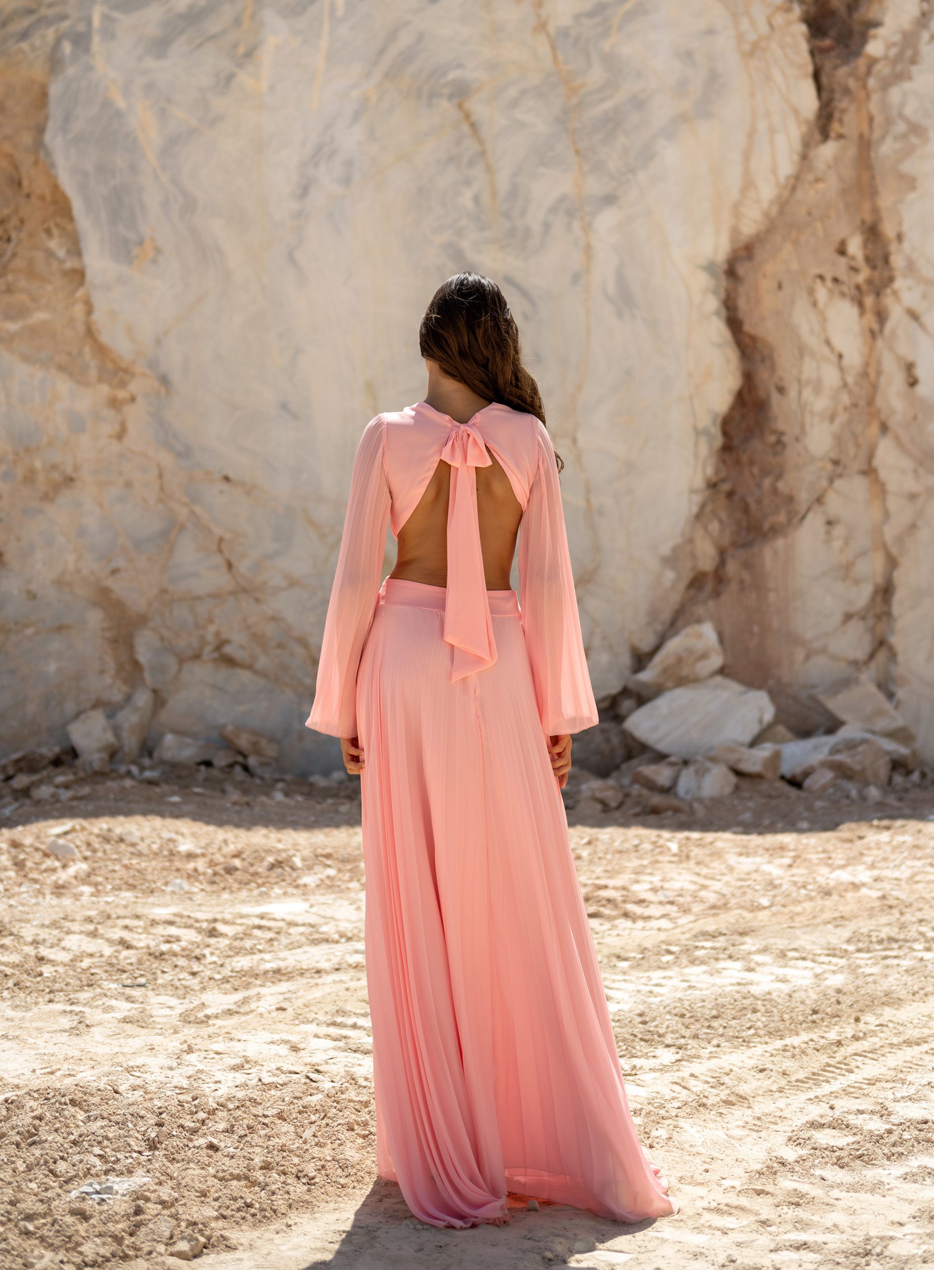 ΦΟΡΕΜΑ MAXI BACKLESS ΠΛΙΣΕ ΡΟΖ 23488