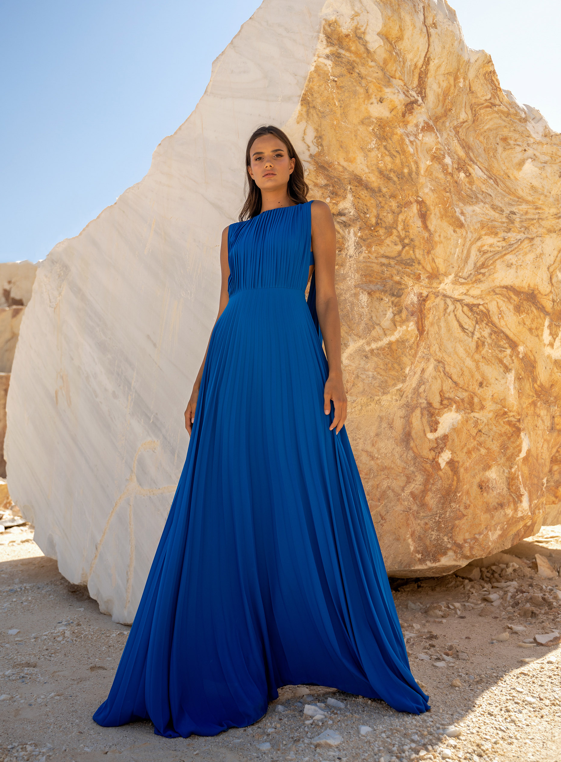 DRESS MAXI BACKLESS PLEATED WINGS 23714
