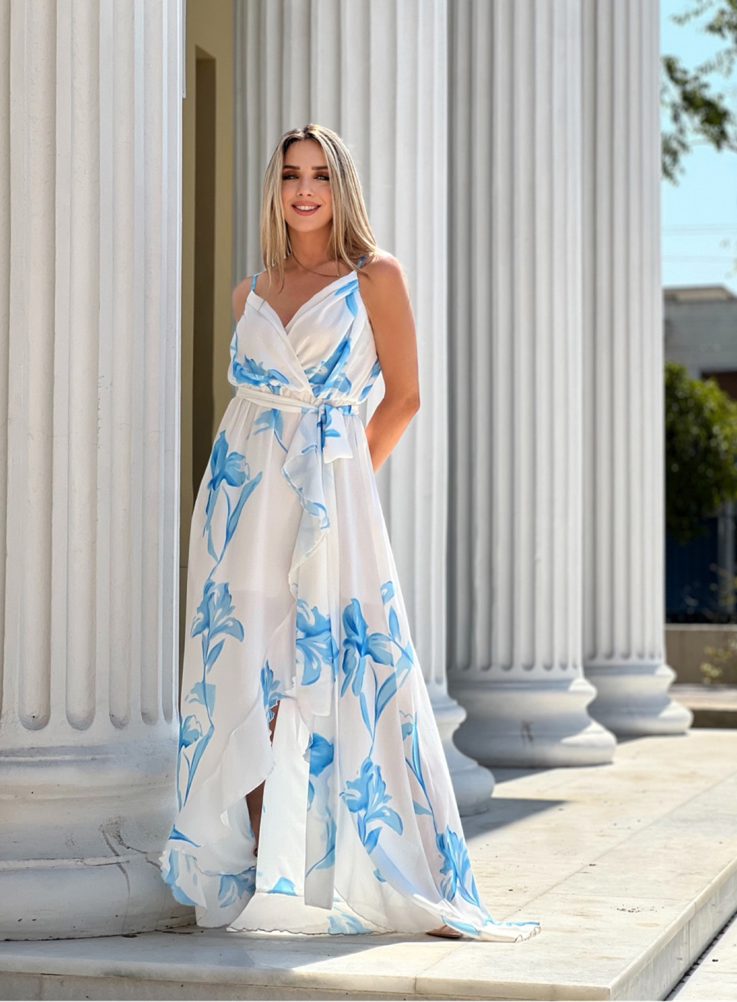 DRESS MAXI RUFFLED VANA WHITE 24486