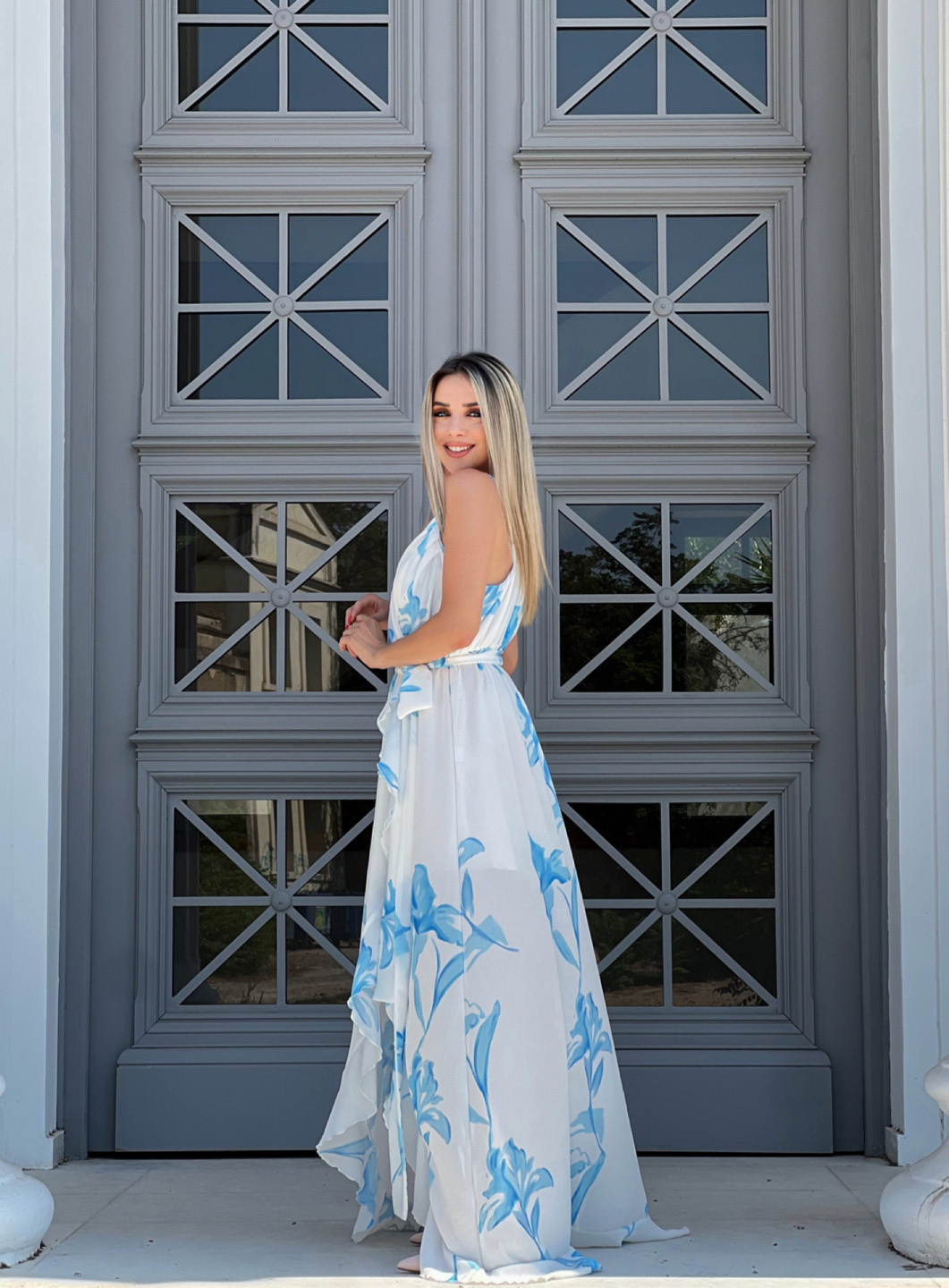 DRESS MAXI RUFFLED VANA WHITE 24486
