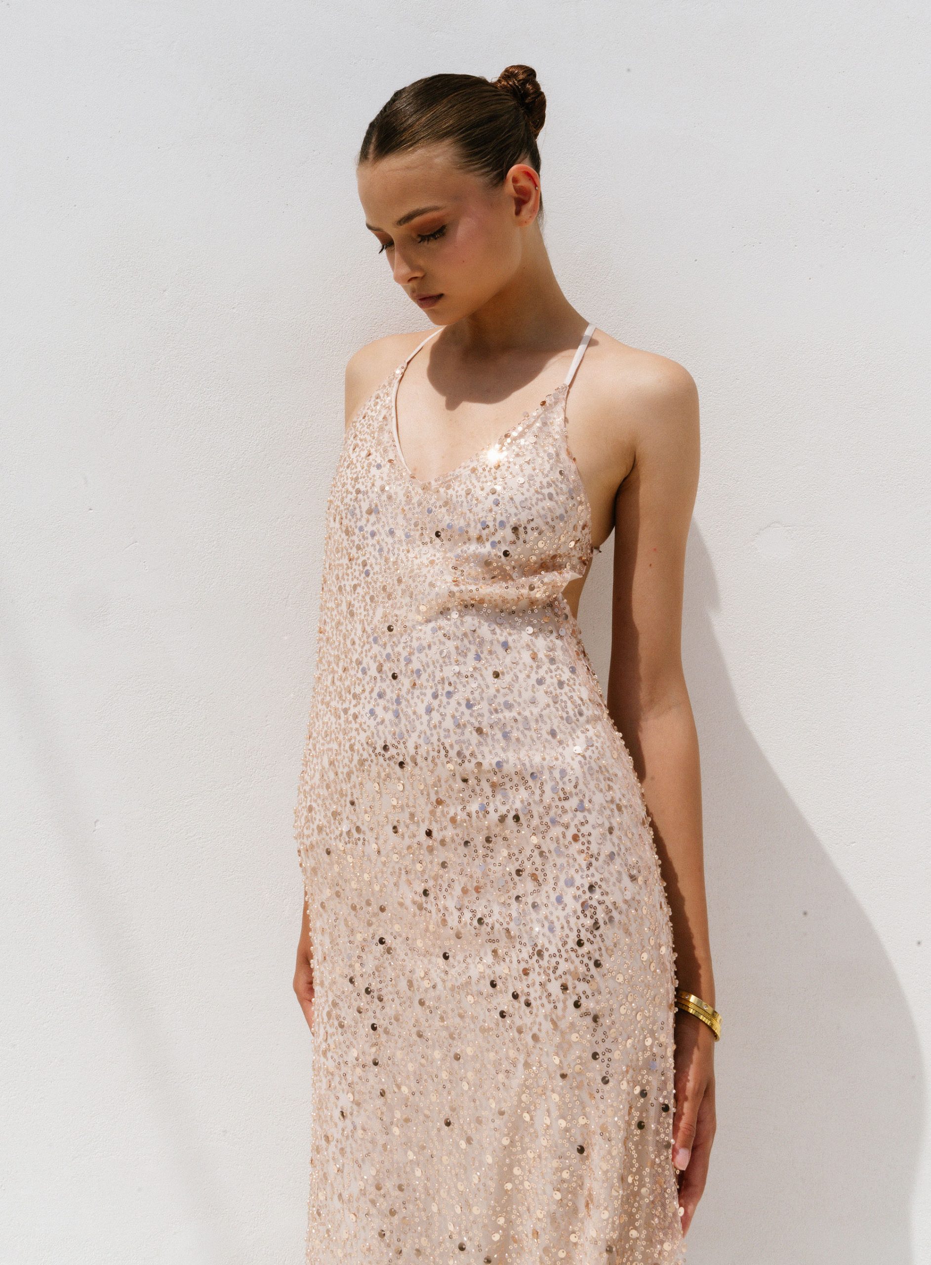ΦΟΡΕΜΑ MAXI CROSSOVER BACK SEQUIN ΧΡΥΣΟ 24705