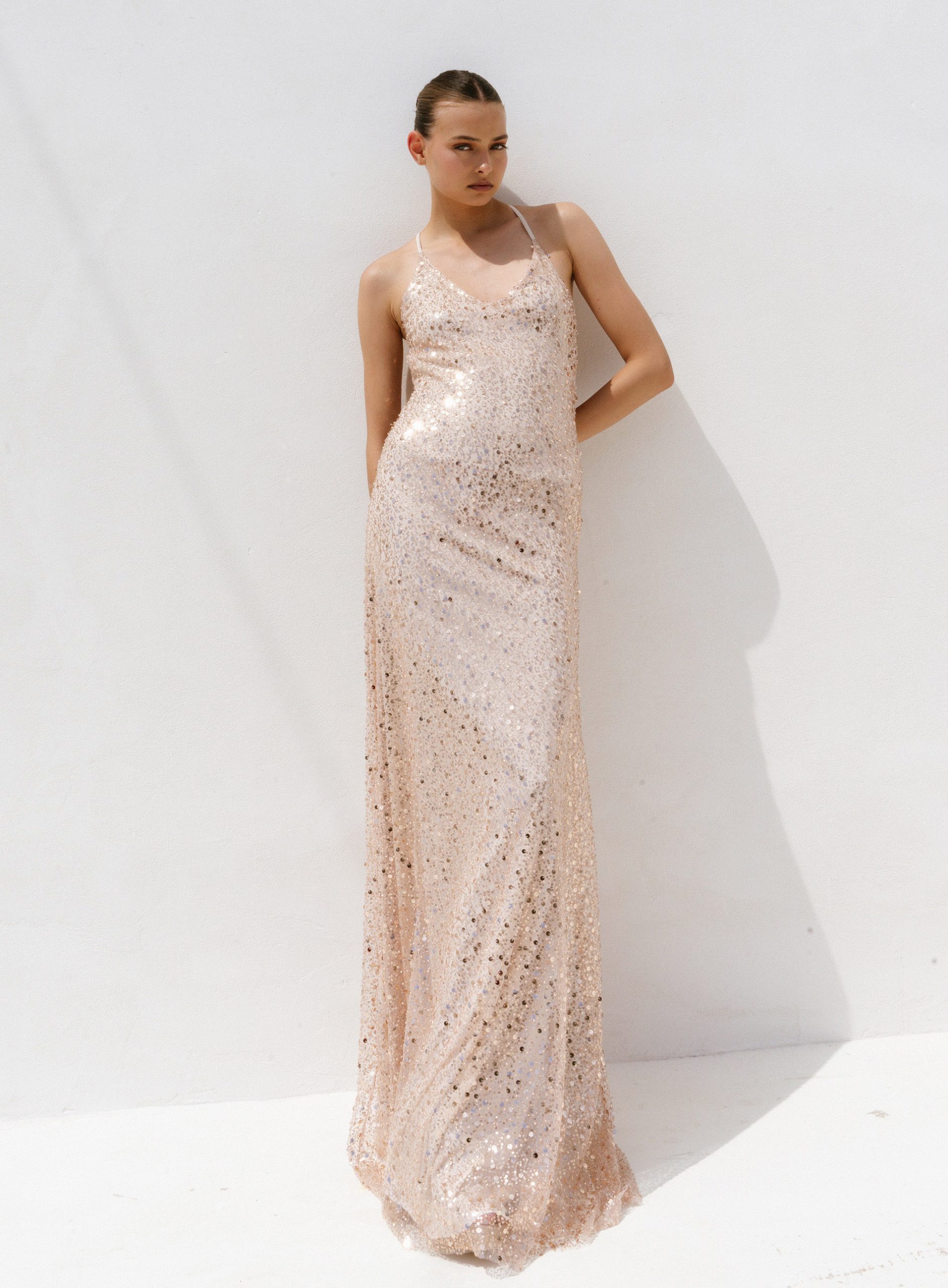 ΦΟΡΕΜΑ MAXI CROSSOVER BACK SEQUIN ΧΡΥΣΟ 24705