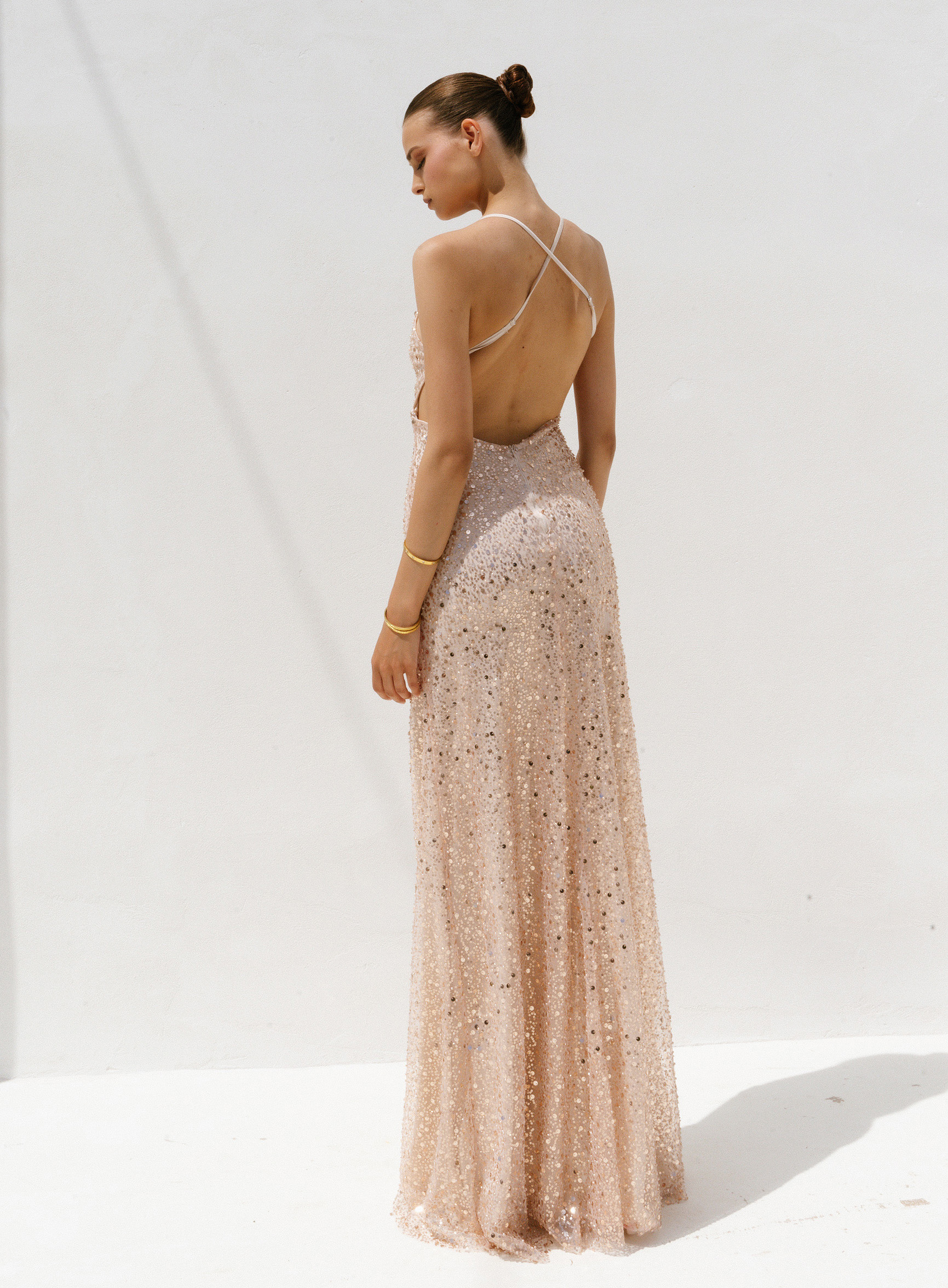 ΦΟΡΕΜΑ MAXI CROSSOVER BACK SEQUIN ΧΡΥΣΟ 24705