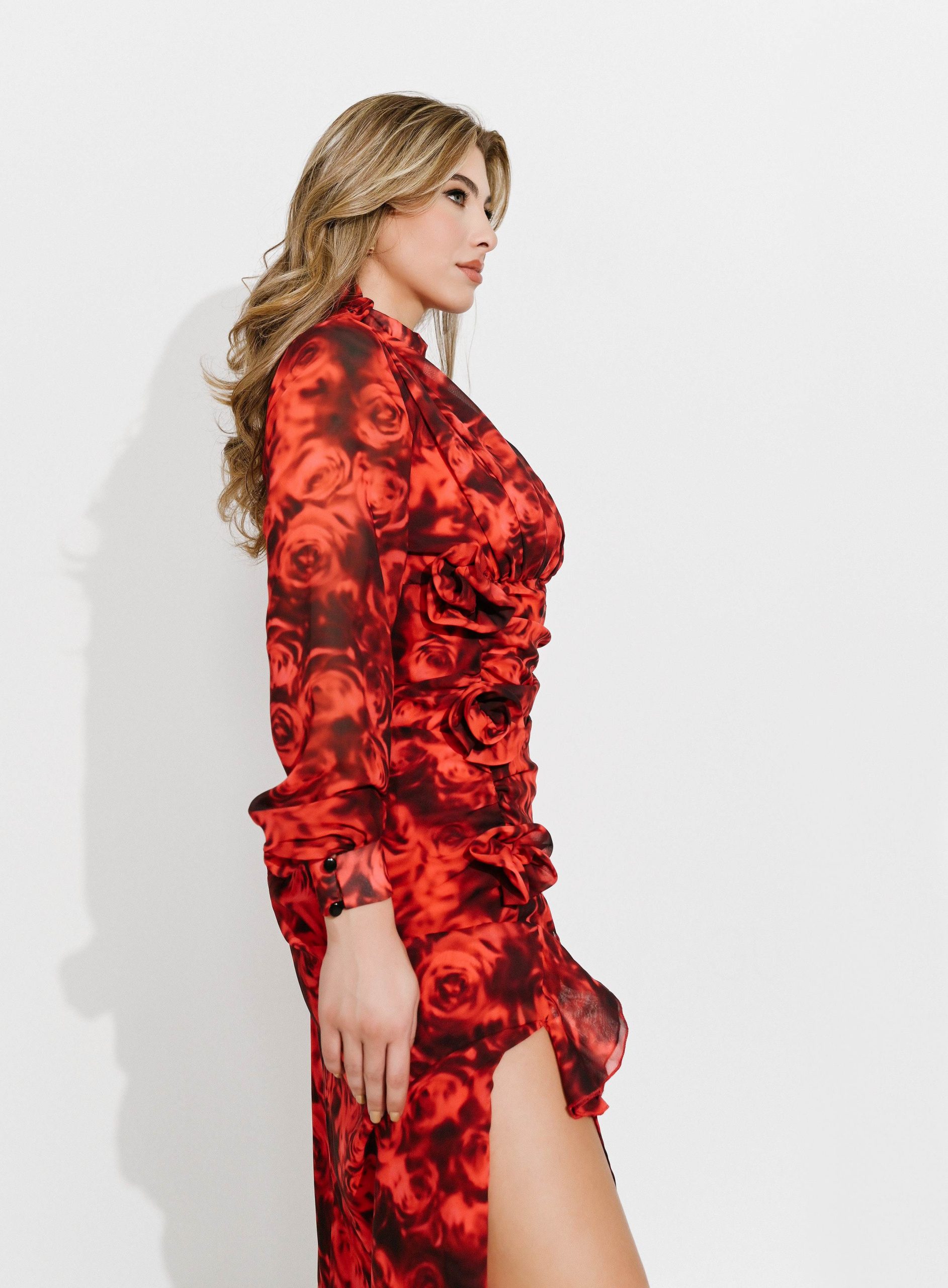 DRESS MIDI ROSES 25428