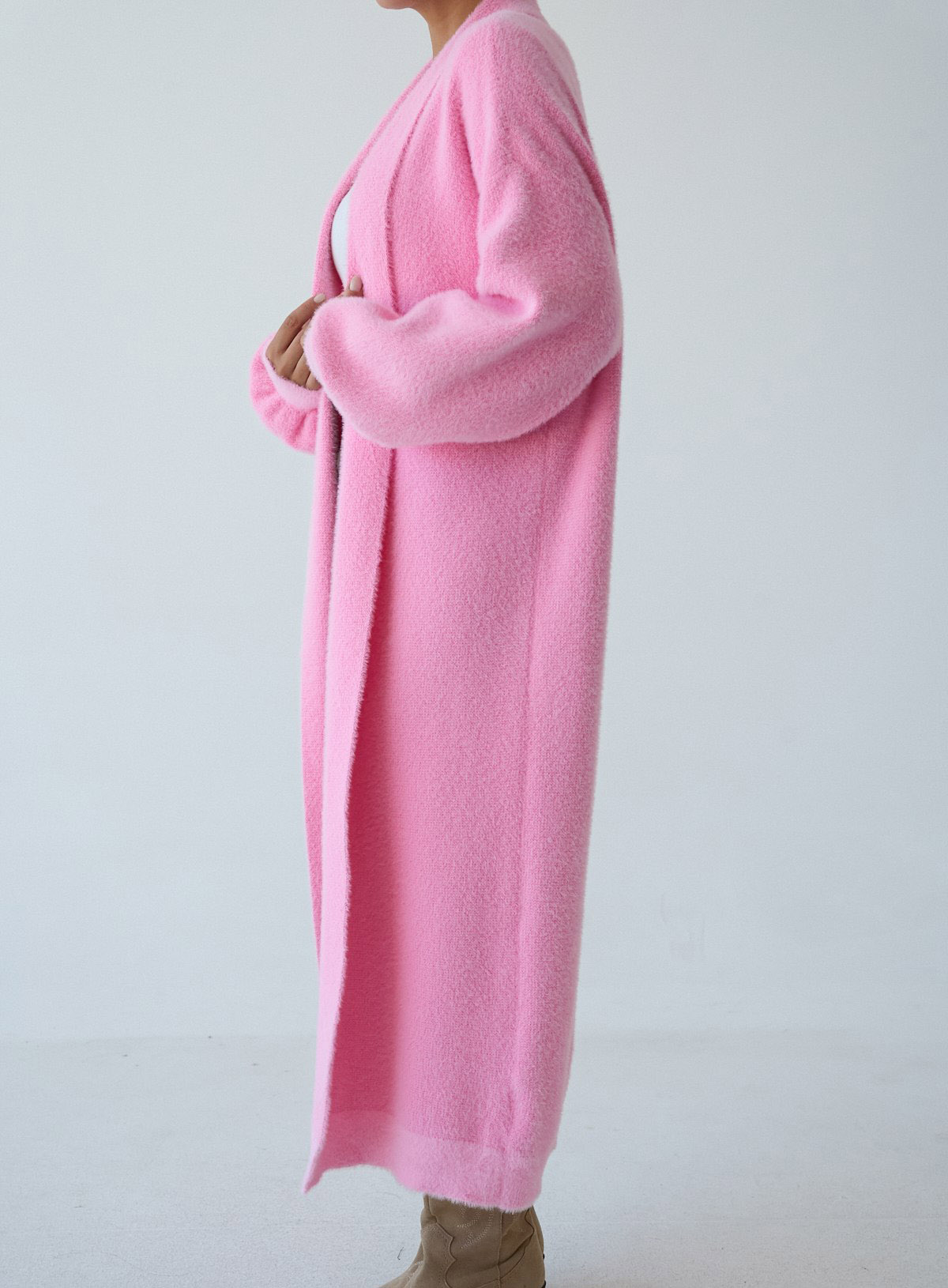 CARDIGAN LONGLINE FLUFFY PINK 26125