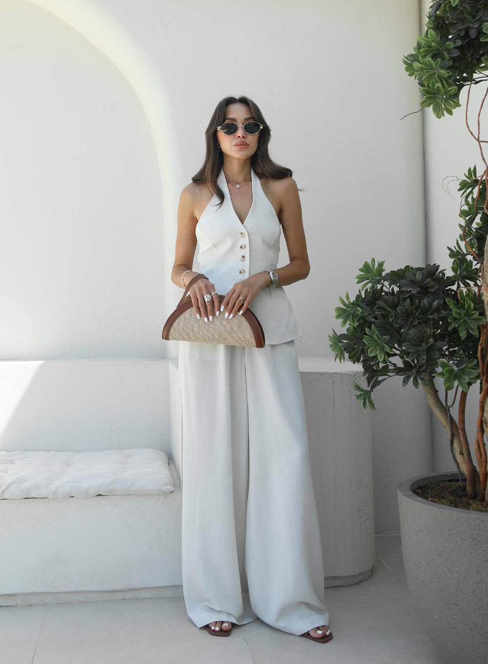 ΣΕΤ ΓΙΛΕΚΟ HALTER ΠΑΝΤΕΛΟΝΙ CREAM 26142