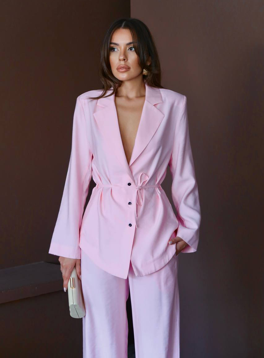 SET SUIT ASYMMETRICAL WITH PANTS PINK 26144