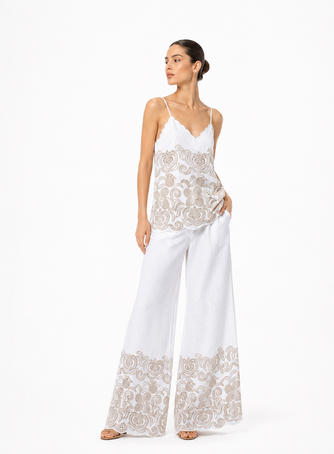 ΣΕΤ ΤΟΠ ΠΑΝΤΕΛΟΝΙ LINEN/LACE ΛΕΥΚΟ 26223