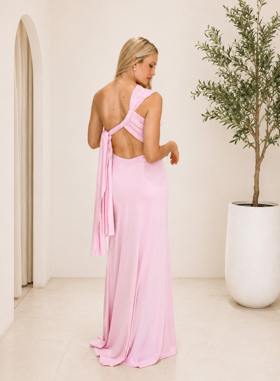 ΦΟΡΕΜΑ MAXI ONE SHOULDER VERSATILE ΡΟΖ 26440