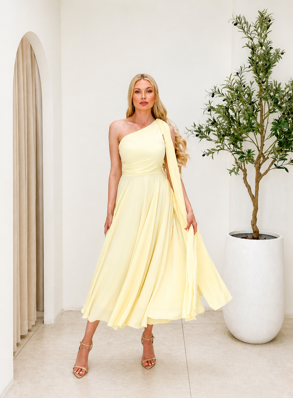ΦΟΡΕΜΑ ΜΕ ΕΝΑΝ ΩΜΟ ΚΑΙ ΑΕΡΙΝΕΣ ΚΟΡΔΕΛΕΣ BUTTER YELLOW 26458
