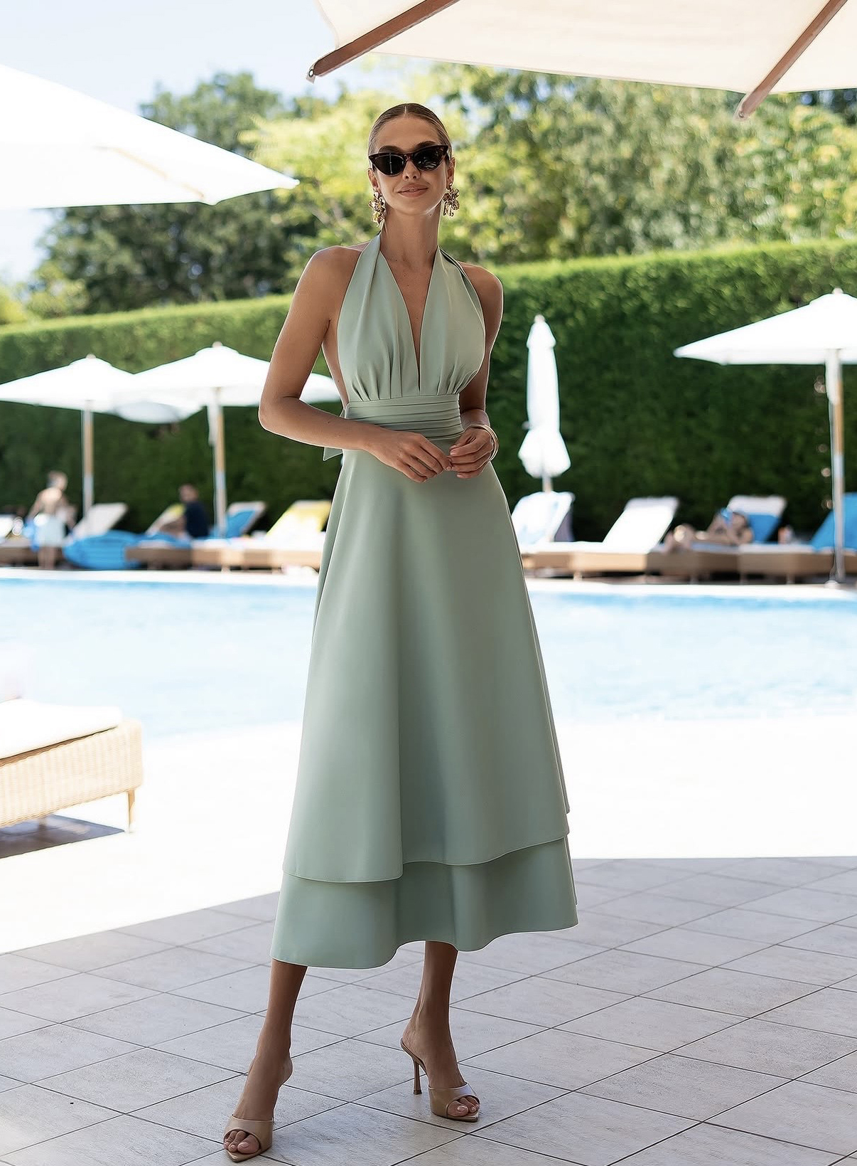 ΦΟΡΕΜΑ MIDI HALTER LAYERED MACARON 26463
