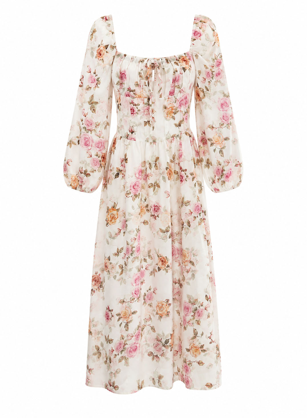 ΦΟΡΕΜΑ MIDI BALLOON FLORAL CREAM 26704