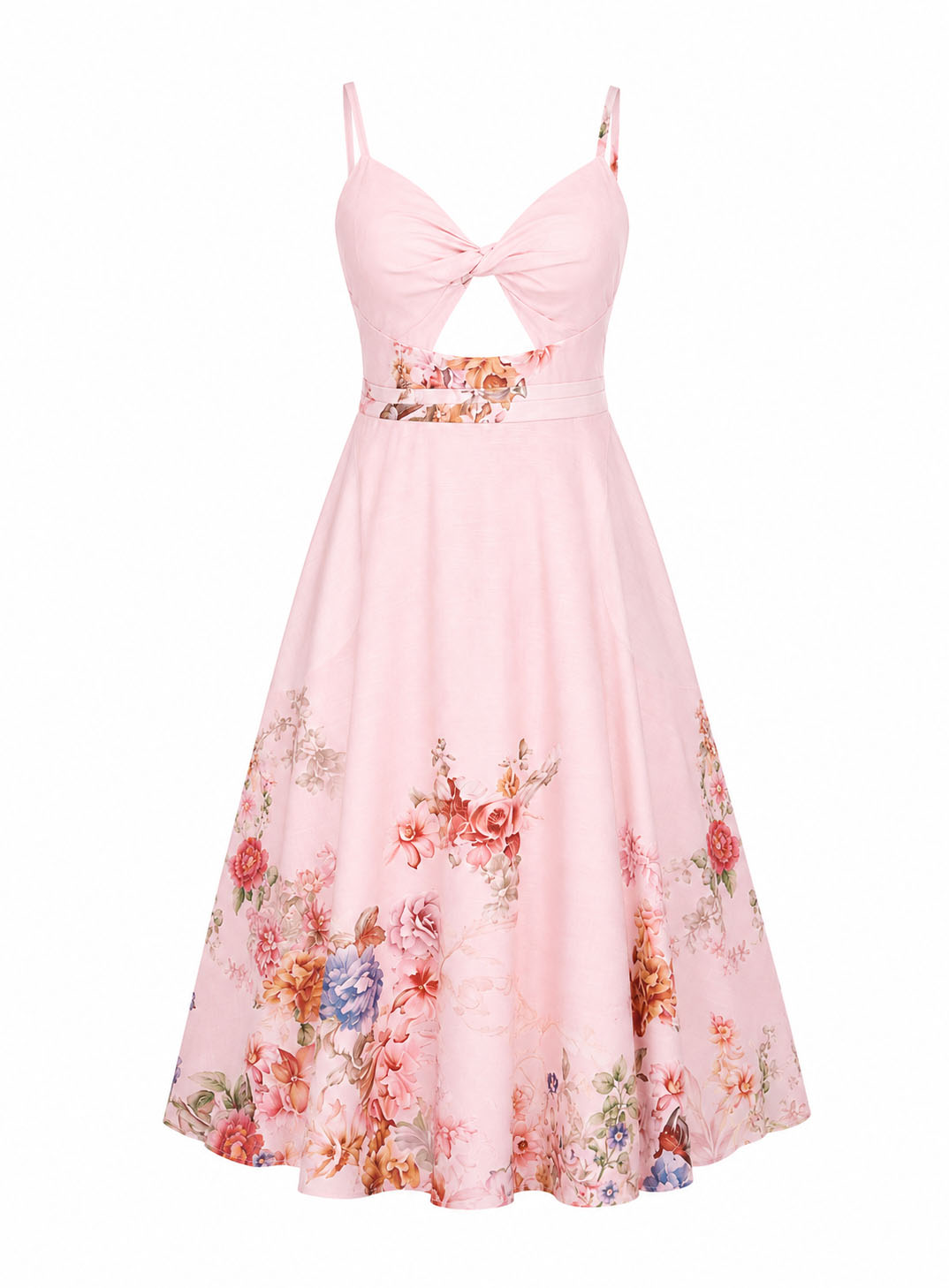 ΦΟΡΕΜΑ MIDI KNOT FLORAL ΡΟΖ 26705