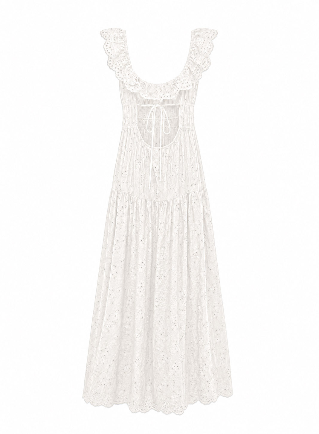 DRESS MAXI LACE BACKLESS WHITE 26713