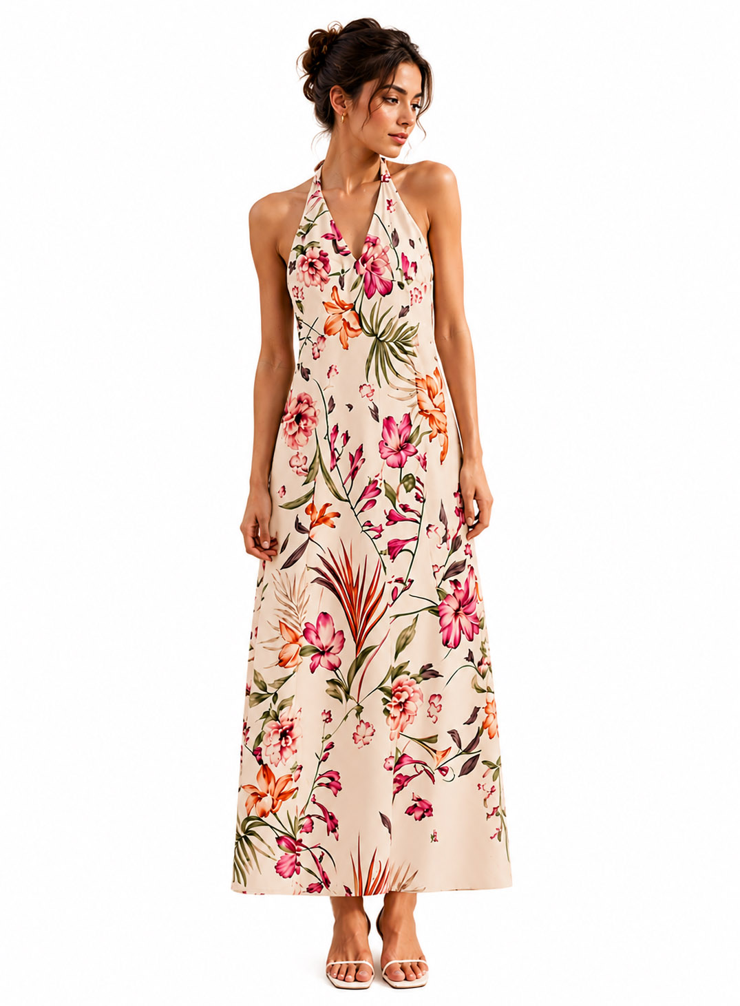 ΦΟΡΕΜΑ MAXI FLORAL HALTER NECK 26714